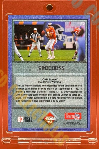 John Elway DIAMOND REFRACTOR CARD DENVER BRONCOS SP EDGE HOF MINT SERIAL # - Picture 2 of 3