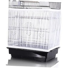 Bird Cage Seed Catcher, Large, Stretchy Form Fitting Mesh Skirt Cover White