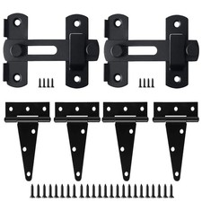 Barn Gate Latch Door Tee Hinge Hardware Kit, 2 Pack Barn Flip Latch Lock and ...