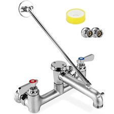 Commercial Mop Sink Faucet with Vacuum Breaker, Wall Mount 8" Adjustable Cent...