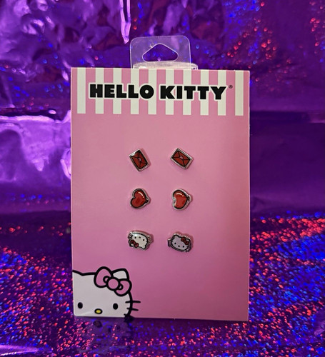 Hello Kitty Stud Earrings 6-Pair Set Enamel Multicolor Cartoon Butterfly