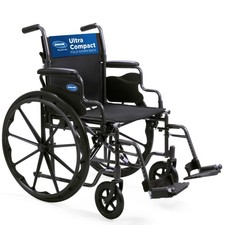 Invacare Folding Wheelchair with 20" Seat, Removable Arms, Footrests - Black