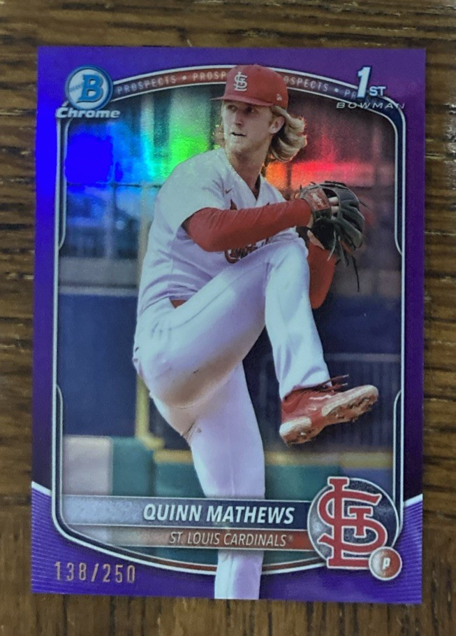 2025 Bowman Quinn Mathews /250 Purple 1st Chrome Refractor #BCP-25 Cardinals