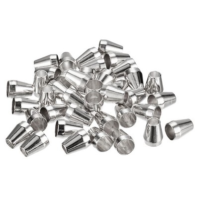 30pcs Bell Stopper Rope Cord Ends Lock Toggle Clips For Lanyard, Silver