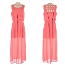 Pink chiffon lattice back maxi dress size medium