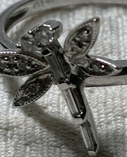 14K White Gold Lab-Created Diamond Dragonfly ...