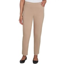 Alfred Dunner Tummy-Control Pull-On Straight-Leg Pants Tan NWT 12P Petite
