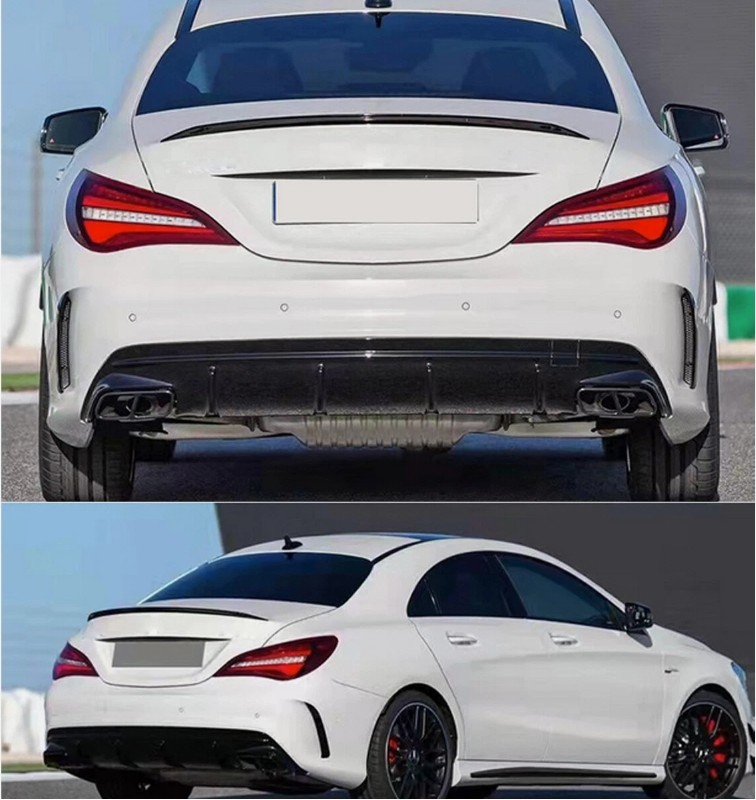 Carbon Look Rear Bumper Diffuser Lip For Benz C117 W117 CLA200 CLA250 2013-2019