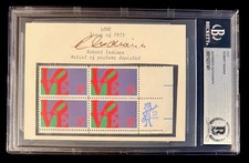 Biglietto firmato Robert Indiana Beckett autenticato artista pop