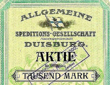 Allgemeine Spedition s-G Duisburg Aktie 1918 Rhenania Rheinschifffahrt Wincanton