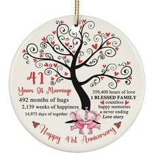 41 Year Love Ornament Happy 41st Anniversary Cute Elephant Couple Christmas Gift