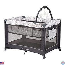Portable Playard with Padded Mat  Toy Bar, Soft Toys Included, Sturdy Design