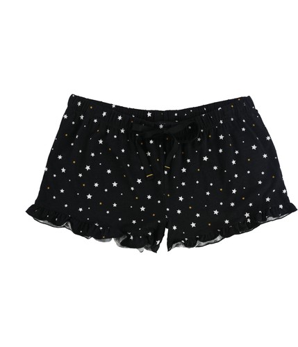 P.J. Salvage Womens Stars Ruffle Hem Pajama Shorts, Black, Small - 第 1/2 張圖片