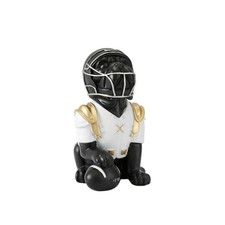 Hundefigur mit Football verspielt Football-Hundefigur gl&auml;nzend f&uuml;r Wohnzimmer