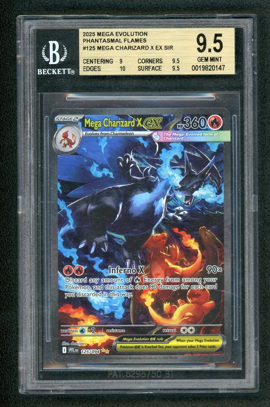 Pokemon Mega Charizard X ex Phantasmal Flames Secret Illus. Rare #125 BGS 9.5