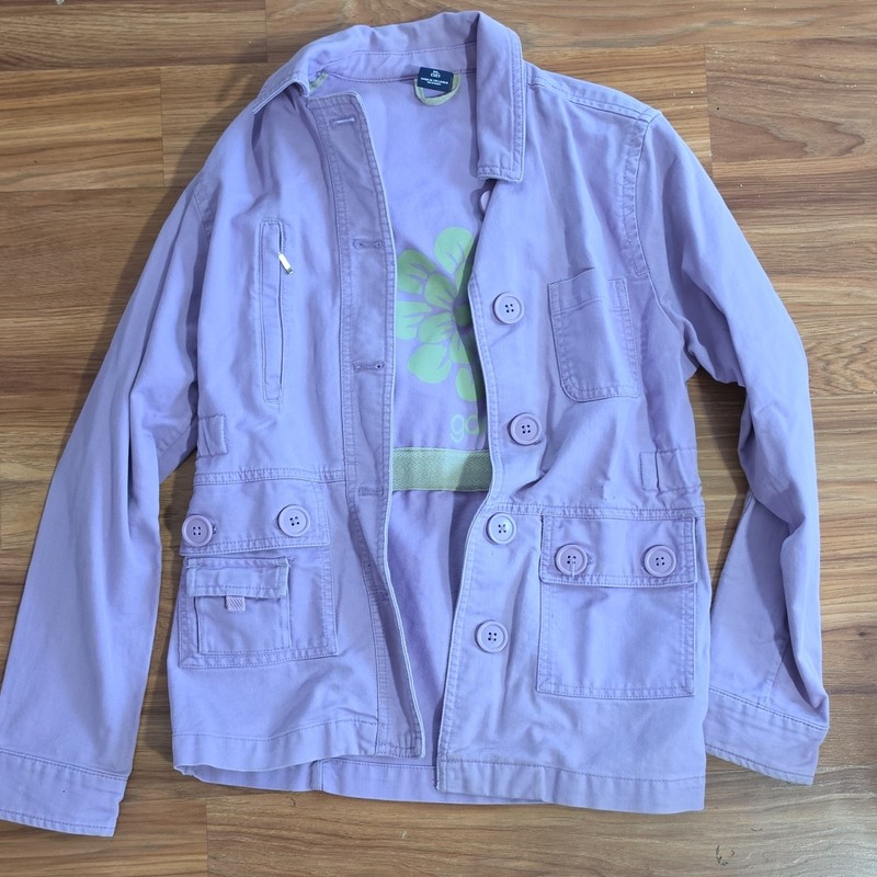 Gap Kids Girls Purple Cotton Canvas Button Jacket w/ Pockets XL (12)