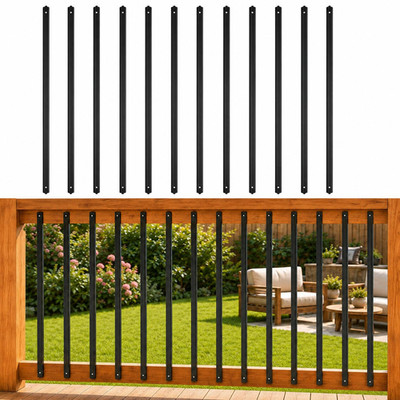 25 Pack 32.25'' Black Aluminum Deck Balusters with Screws | Rust-Resistant, Pre-D