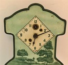 1930s Lux Tin Litho Miniature Wall Clock Windup + Pendulum W/ Green Golfer Scene — photo 2