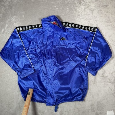 Vintage Kappa Jacket Mens Large Blue Lightweight Nylon Zip Up Windbreaker Track