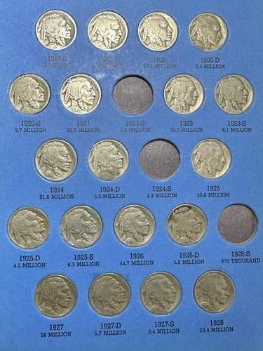 1919S-1928 US Buffalo Nickel Collection Set of 19 Different Coins!