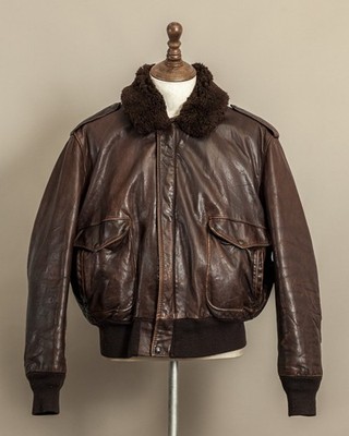 Vintage 80er Jahre Schott Fliegerjacke aus nacktem Rindsleder A2 | Größe 46-48