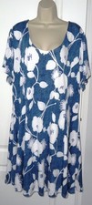 BNWT IZABEL LONDON CURVE Blue Floral Print Stretch Skater Dress Plus Size 24 26