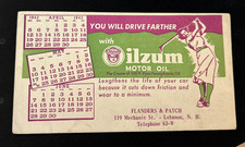 1942 Oilzum Motor Oil Ink Blotter Advertising Woman Golfer Flanders Patch NH