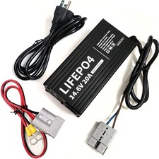 12V/ 12.8V 20A LiFePO4 Lithium Battery Charger 14.6V 20Amp Smart Charger with...