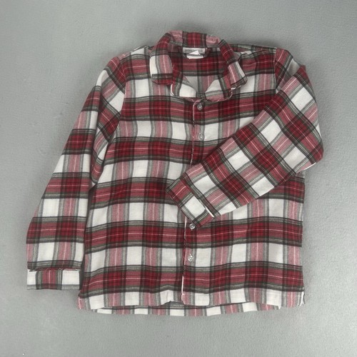 Pigiama camicia Pottery Barn bambino taglia 10 flanella rossa unisex Stewart a quadri