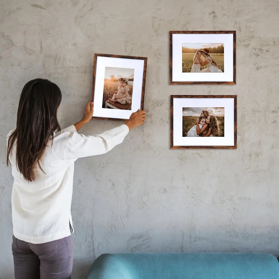 8x10 Picture Frame Brown Set of 10, Matted to Display 5x7 Photos with Mat or ... - Image 3 of 4