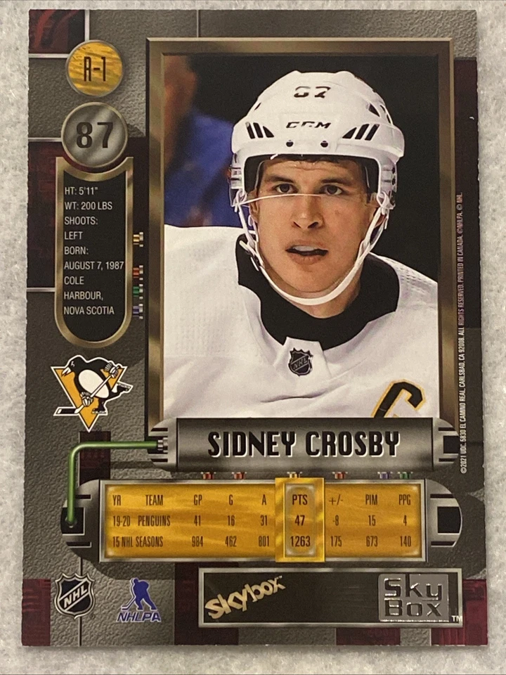 2020-21 Skybox Fleer Metal Universe Retro #A-1 Sidney Crosby Penguins Insert SP - Image 2 of 2