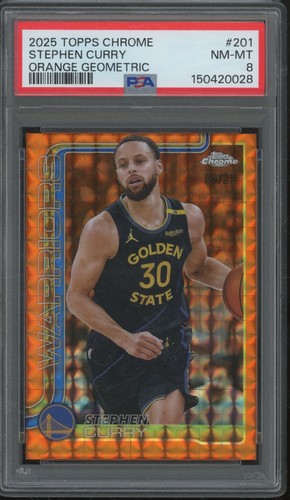 2025 Topps Chrome Orange Geometric #201 Stephen Curry 9/25 NM-MT PSA 8