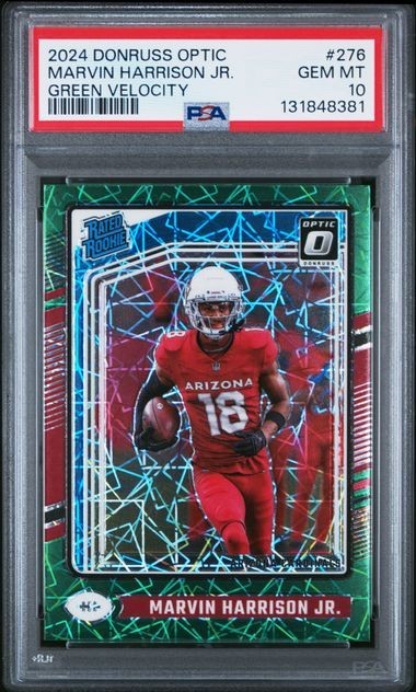 Marvin Harrison Jr. 2024 Donruss Optic "Green Velocity" Rookie #276 - PSA 10