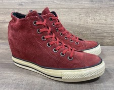 Converse All Star Chuck Taylor Hidden Wedge Suede Red Wine Womens Size 8.5