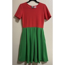 LuLaRoe Amelia Dress Size M Red Green Dress Up Dapper Day Cosplay Strawberry