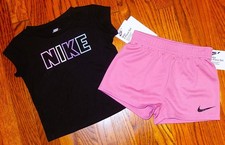 NIKE SPORT AUTHENTIC BABY GIRLS ORIGINAL BRAND NEW 2Pc SHORTS SET Size 24M, NWT