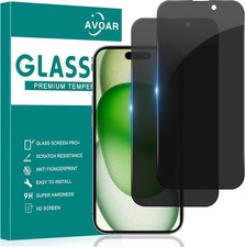 2PCS Privacy Screen Protector  Tempered Glass Film for iPhone 15 6.1 Inch Anti-