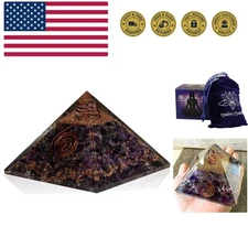 Orgone Pyramid-Amethyst Orgonite Pyramid-For Positive Energy & Protection- EM...