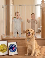 36" H Removable Baby Gate for Stairs No Bottom Bar, 29-43" W, White