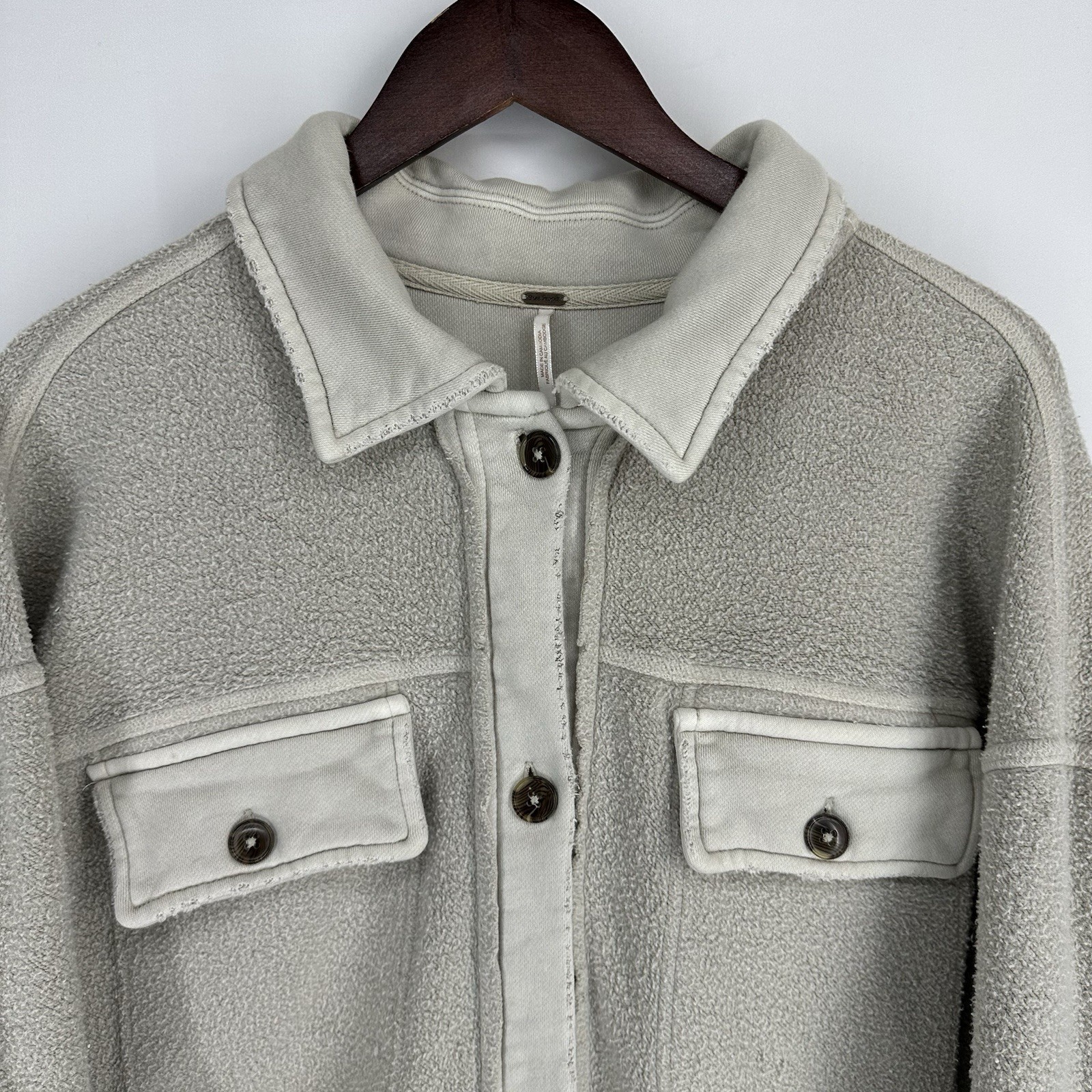 Free People Ruby Jacket Shacket Medium STONE Over… - image 3