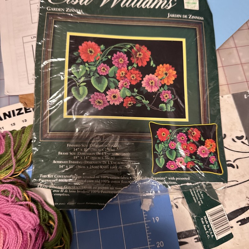 Elsa Williams Garden Zinnias Stitch Kit 00489 In Finished Project