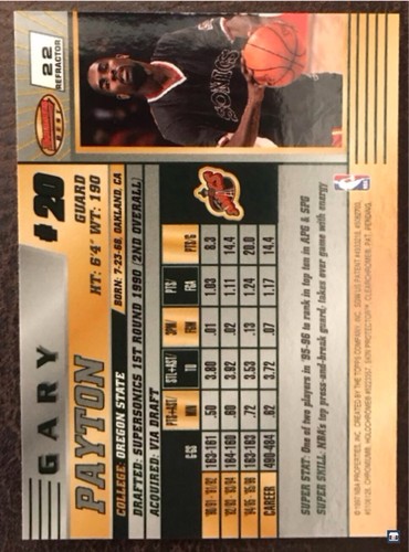 1996-97 Bowman's Best Refractor #22 Gary Payton! SuperSonics! HOF! - Picture 4 of 4