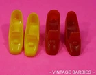 (2) Pair Vintage Barbie Doll Yellow & Red Pilgrim Heels / Shoes MINTY ~ 1960's