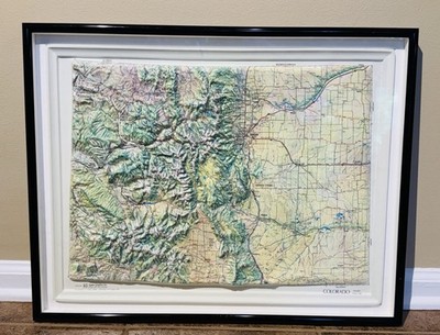 Vtg Topography Map Of Colorado Kistler Graphics 3D Framed 1986 24  x 19 