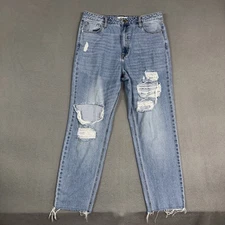 Vigoss Jeans Womens 30 (Fits 35) Blue Billie 90s Jean Distressed Stretch Denim