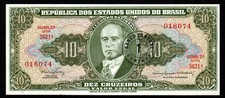 BRAZIL 10 CRUZEIROS BANKNOTE CURRENCY 1953-1960.ND - UNC