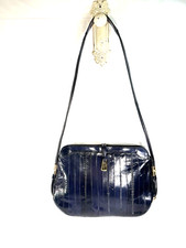 Sunco Vintage Eel Skin Leather Purse Dark Navy Korea