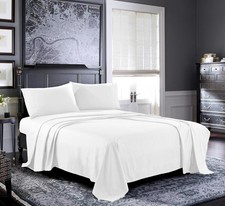 Bed Sheets - Queen Sheet Set 4-Piece, White - Hotel Luxury 1800 Brushed