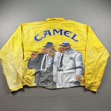 Vintage Camel Jacket Windbreaker Mens XL Yellow Joe Cartoon Cigarette Promo 90s