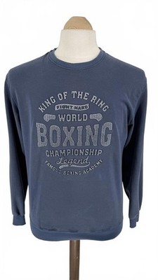 Vintage Box Sweatshirt Blau Grafik Rundhals Pullover 90er Style